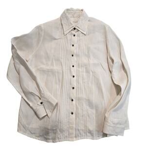 Women's 100% Linen and Lace Trachten Shirt Made in Austria Size L Cottagecore